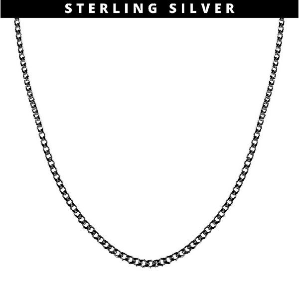 Curb Chain Sterling Silver - Black