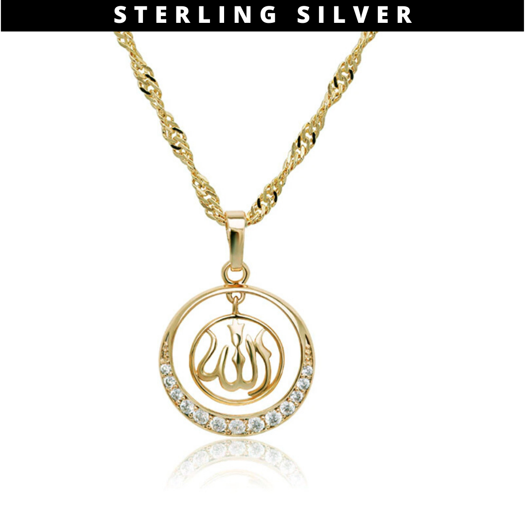 18 Karat Gold Allah Necklace | Sterling Silver Arabic Islamic Jewelry ...