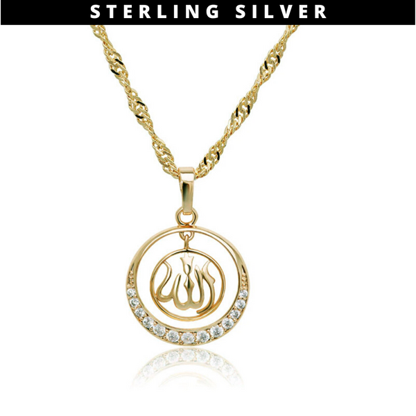 18k Allah Necklace Sterling Silver - Gold