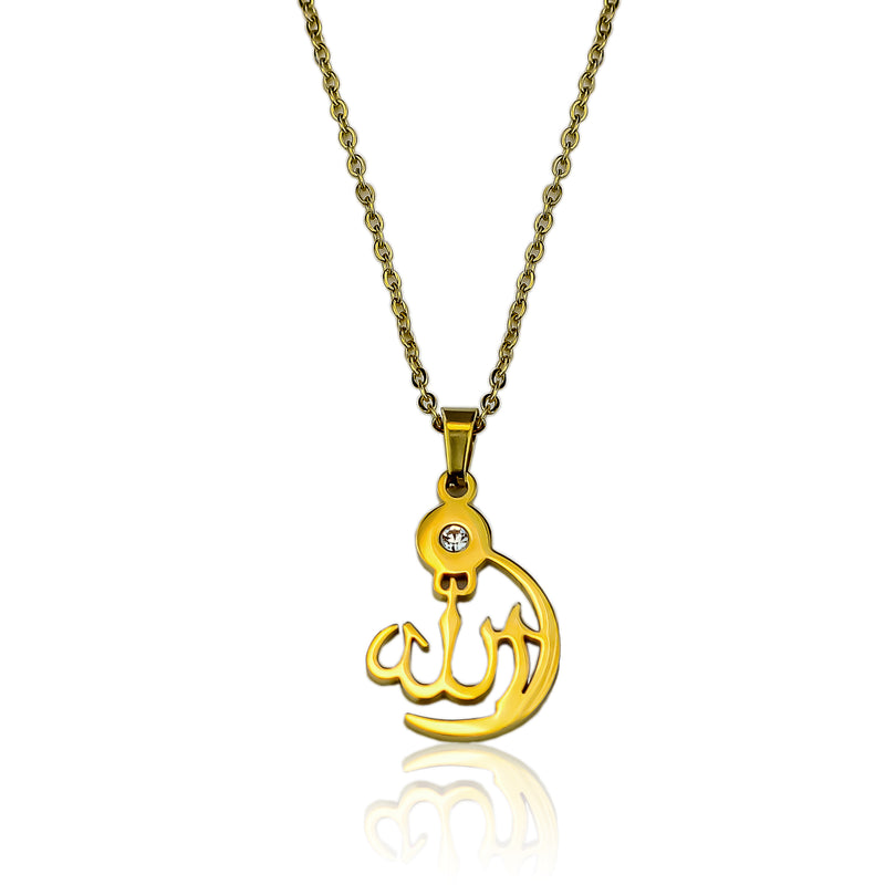 Allah Crescent Necklace - Gold