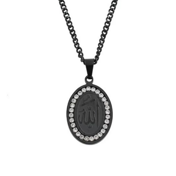 Iced Out Allah Necklace - Black