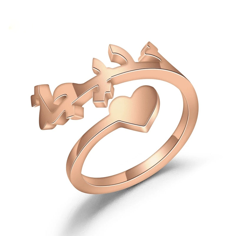 Custom Arabic Heart Ring